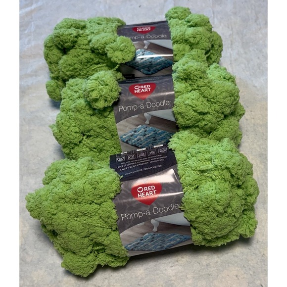 Red Heart Other - Pomp A Doodle Yarn Lime Green Red Heart Pom Pom 3 Skeins 14 yds Each E875 6024